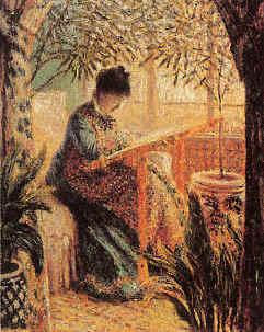 Claude Monet Camille Monet Embroidering